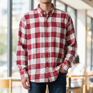 Jachs NY Mens XXL Classic Fit Lined Red & White Plaid Button Down Shirt NWT
